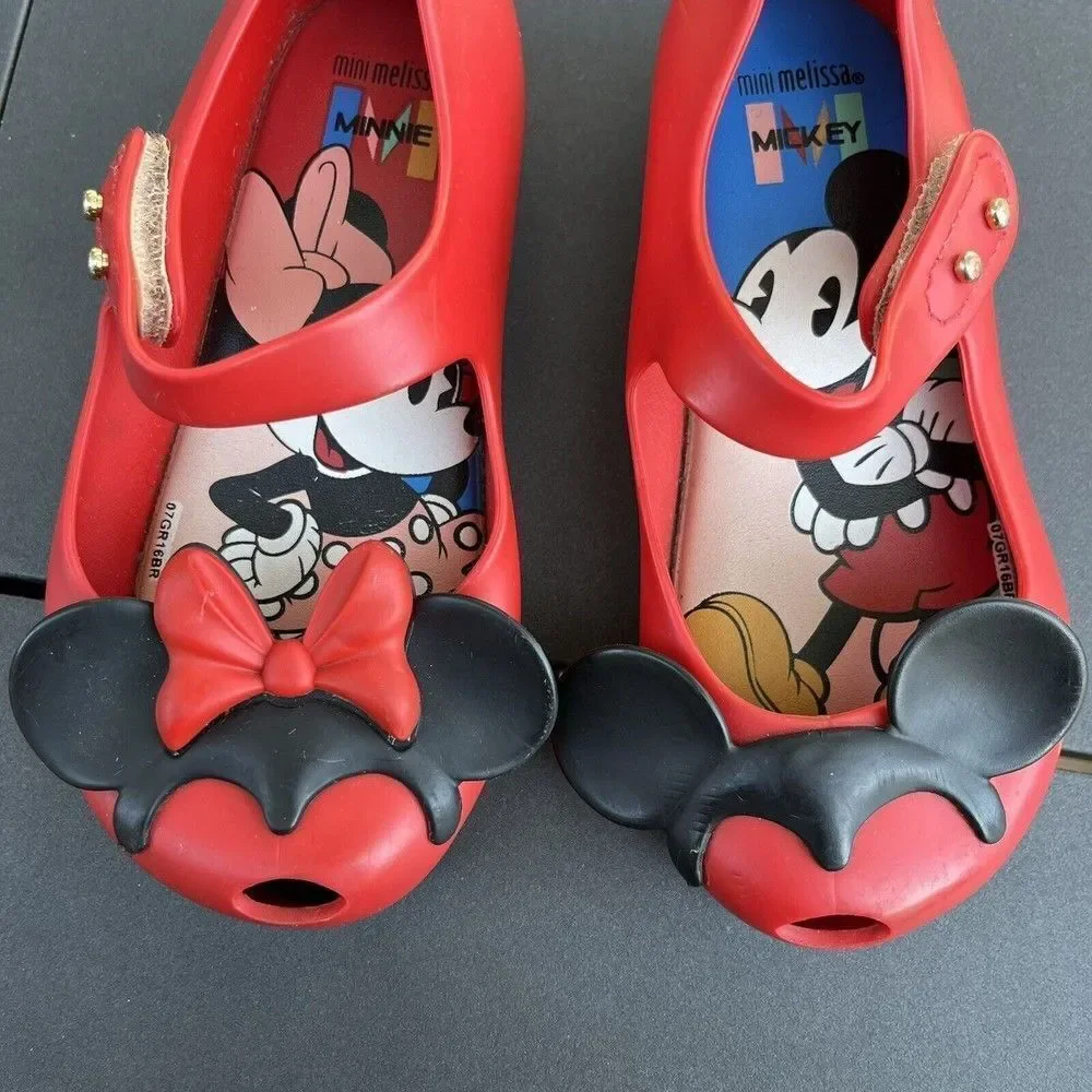 Mini Melissa Ultragirl Disney Red Minnie and Mickey Mouse Shoes Toddler Size 9
